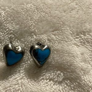 Sterling silver turquoise heart shaped earrings